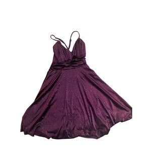 J.ING Midnight Plum Sparkle Satin Dress
